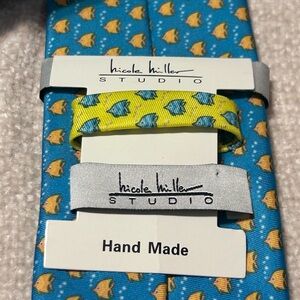Nicole Miller Fish Pattern Tie - Blue and Yellow